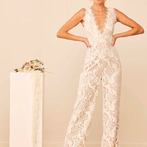 Lulu's size small wide leg white lace jumpsuit